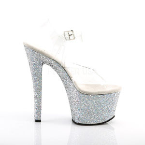 Platform Glitter Clear High Heel Shoes